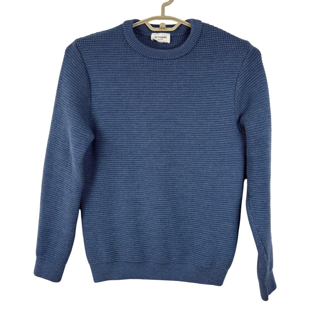 Sezane Octobre Editions Chuck Sweater Slate Blue Crewneck 100% Merino Wool M
